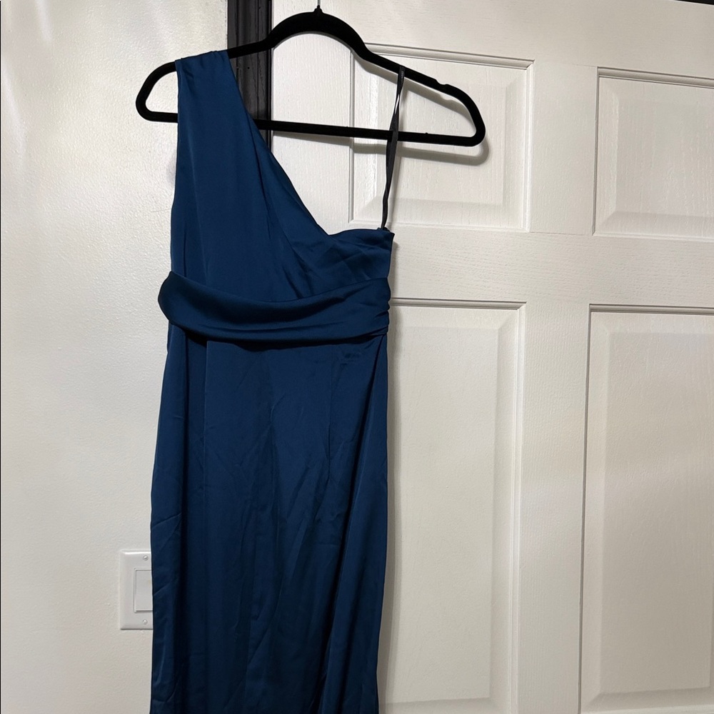 Dessy Collection One-Shoulder Dress in Deep Blue brand new no tag